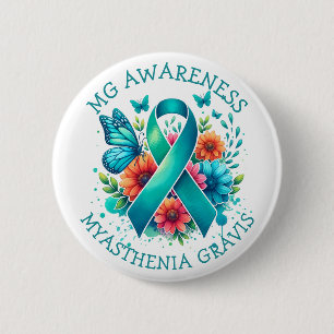 MG Awareness Myasthenia Gravis Ribbon 6 Cm Round Badge