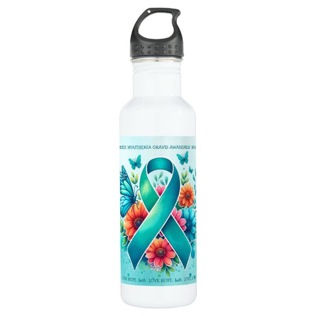 MG Awareness | Myasthenia Gravis Ribbon 710 Ml Water Bottle (Front)
