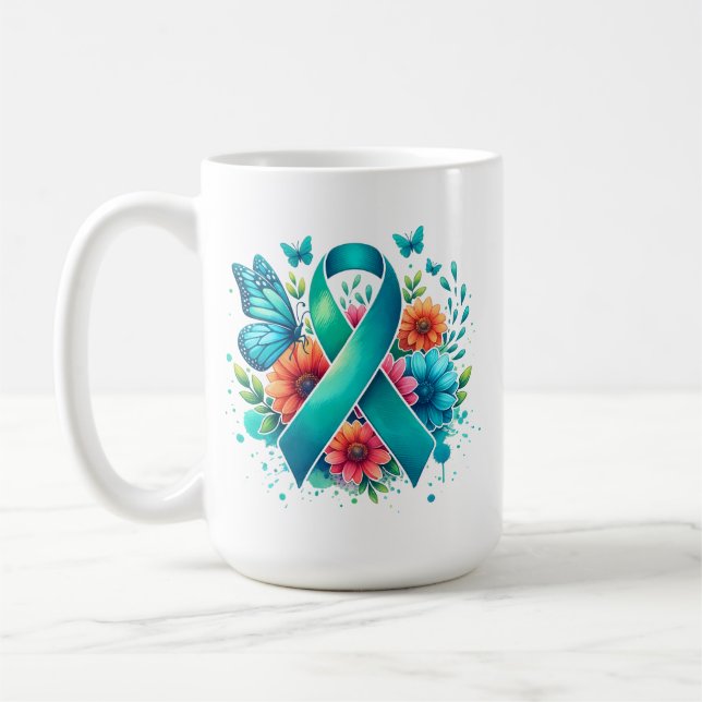 MG Awareness | Myasthenia Gravis Warrior Ribbon Coffee Mug (Left)