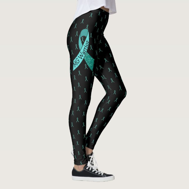 MG Black and Teal Ribbons Leggings (Right)