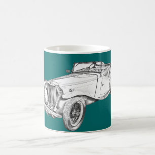 MG Convertible Antique Car Illustration Coffee Mug