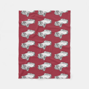 MG Convertible Antique Sports Car Illustration Fleece Blanket