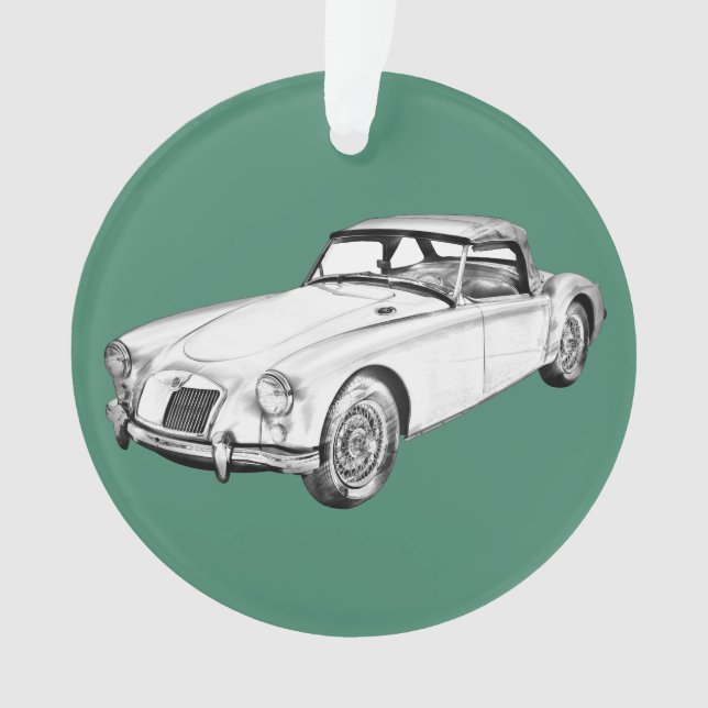 MG Convertible Sports Car Illustration Ornament (Front)