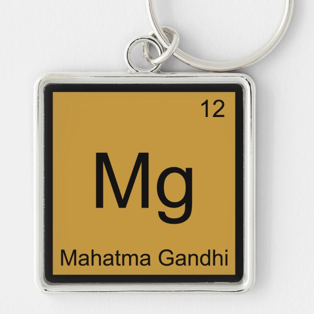 Mg - Mahatma Gandhi Funny Chemistry Element Symbol Key Ring (Front)