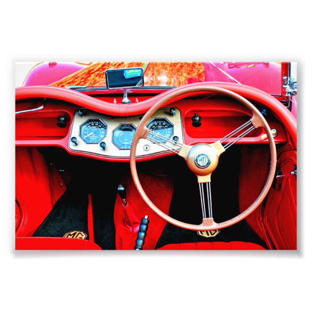 MG TA Classic Sports Car Interior Photo Print (Front)