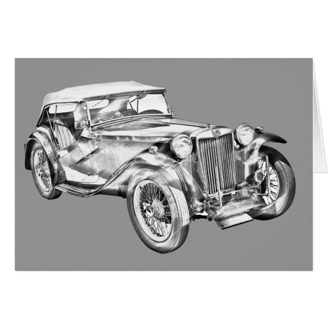 Mg Tc Antique sports Car Illustration (Front Horizontal)