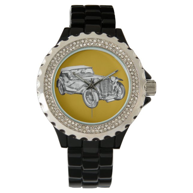 Mg Tc Antique sports Car Illustration Watch (Front)