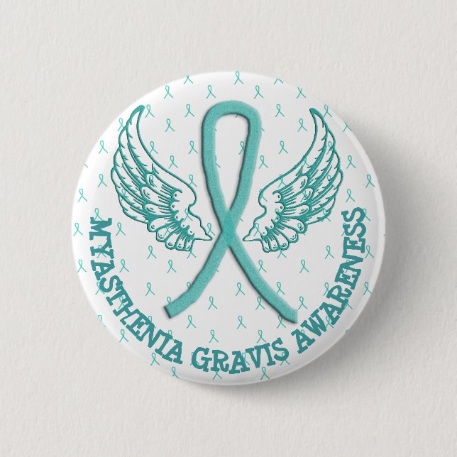 MG Warrior Angel Wings Awareness Ribbon Button (Front)