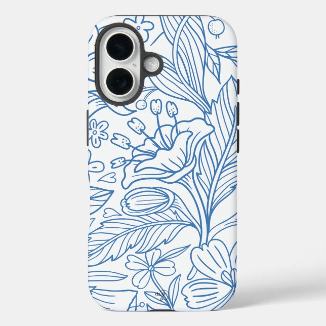 MG white botanical pattern  IPhone Case (Back)