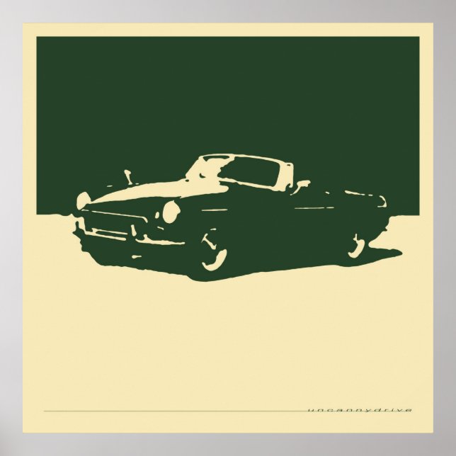 MGB, 1971 - British Racing Green on cream Poster (Front)