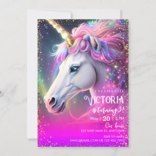 Mgical Unicorn Birthday Invitation