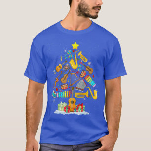 mGl7 Music Teacher Christmas Tree Merry Xmas Music T-Shirt