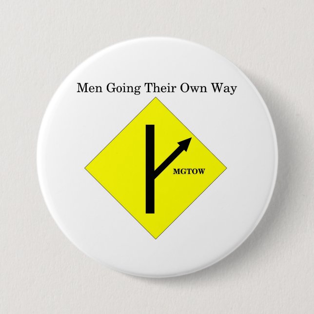 MGTOW Logo Button-Large Size-White Background 7.5 Cm Round Badge (Front)