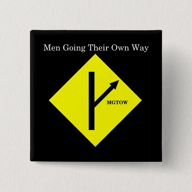 MGTOW Logo Button-Square-Black Background 15 Cm Square Badge (Front)