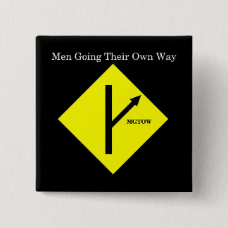 MGTOW Logo Button-Square-Black Background 15 Cm Square Badge