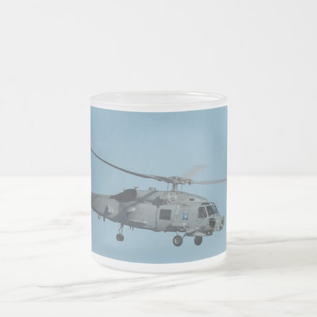 MH-60R Seahawk Frosted Glass Coffee Mug (Center)