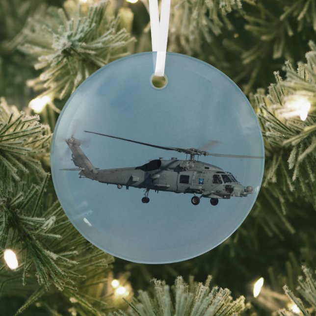 MH-60R Seahawk Glass Tree Decoration (Insitu)