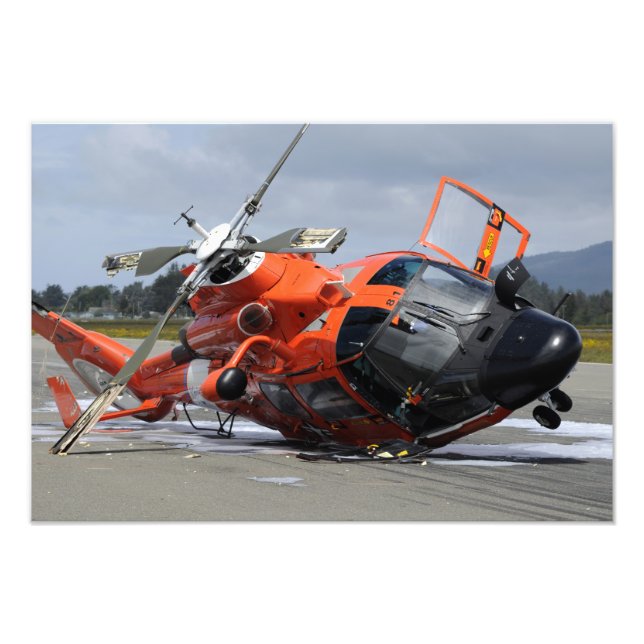 MH-65 Dolphin helicopter crashed at Arcata Airp Photo Print (Front)