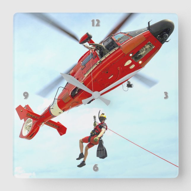 MH-65 DOLPHIN SQUARE WALL CLOCK (Front)