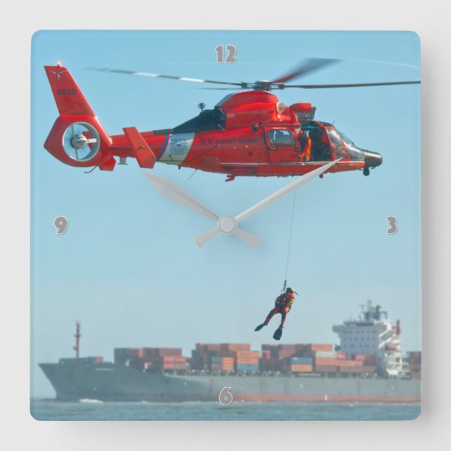 MH-65 DOLPHIN SQUARE WALL CLOCK (Front)