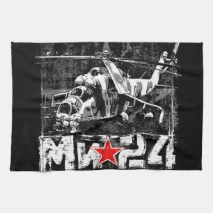 Mi-24 Soviet large helicopter Tea Towel