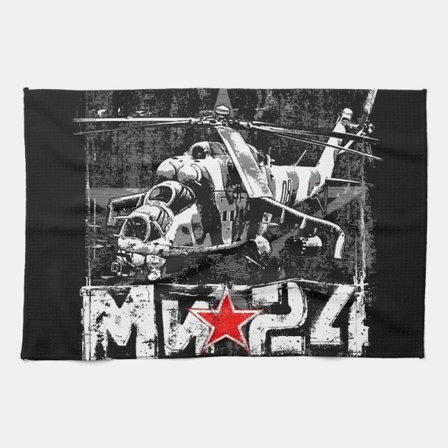 Mi-24 Soviet large helicopter Tea Towel (Horizontal)