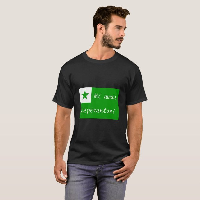 Mi amas Esperanton Esperanto flag t-shirt (Front Full)