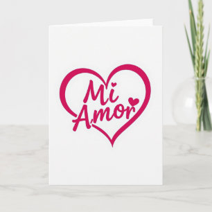 Mi Amor Pink Heart Love Card