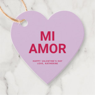 Mi amor purple heart cute Spanish Valentine's Day Favour Tags