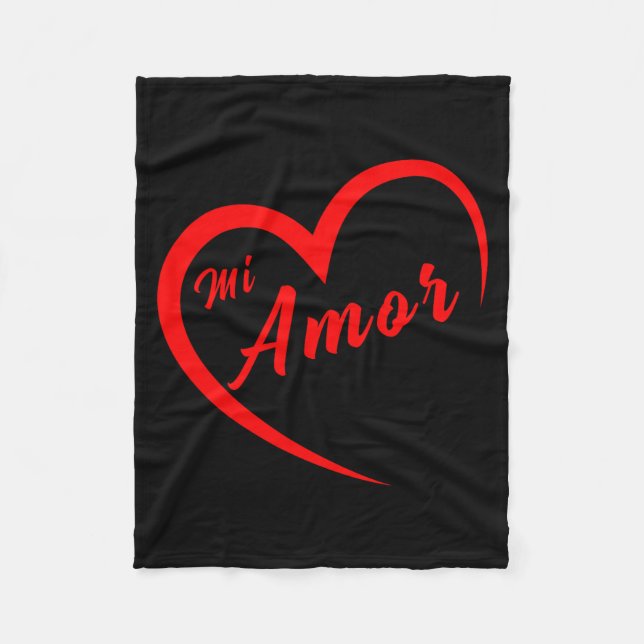 Mi Amor Valentines San Valentin Dia Del Amor Spani Fleece Blanket (Front)