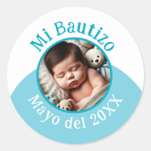 Mi Bautizo con Foto y Fecha Classic Round Sticker