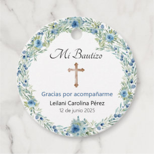 Mi Bautizo Favour Tags - Blue Baptism Round Tags