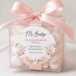 Mi Bautizo Para Niña Pink Floral Baptism Sticker