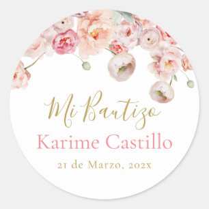 Mi Bautizo pink rose sticker
