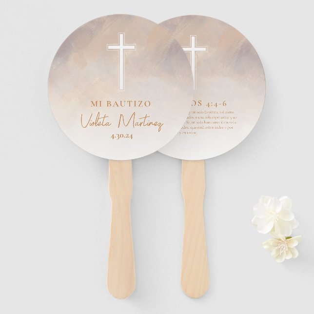 Mi Bautizo Recuerdo Abanicos de Mano Hand Fans (Front and Back)