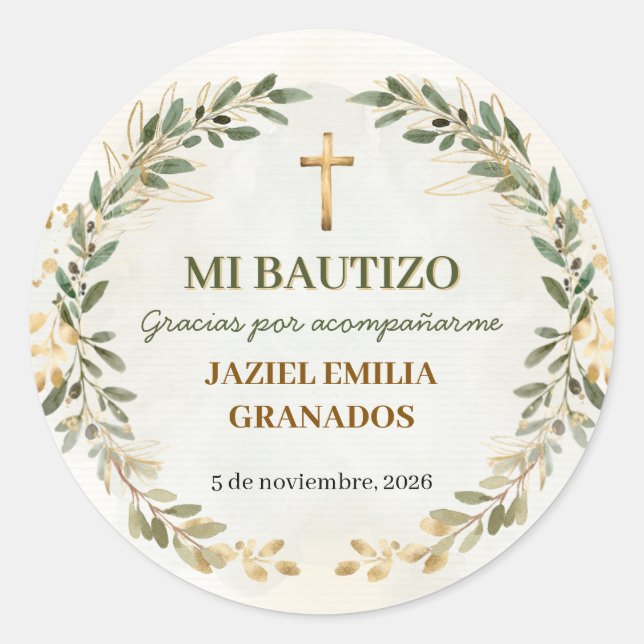 Mi Bautizo Stickers Personalised Baptism Labels (Front)