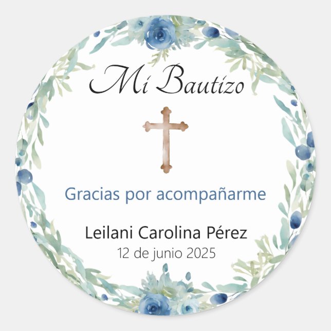Mi Bautizo Stickers - Spanish Baptism Stickers (Front)