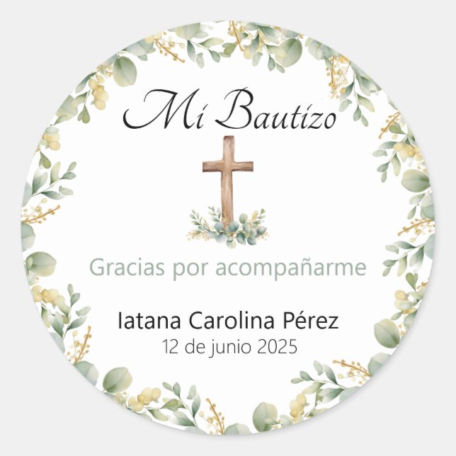 Mi Bautizo Stickers - Spanish Baptism Stickers (Front)