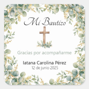 Mi Bautizo Stickers - Square Baptism Stickers