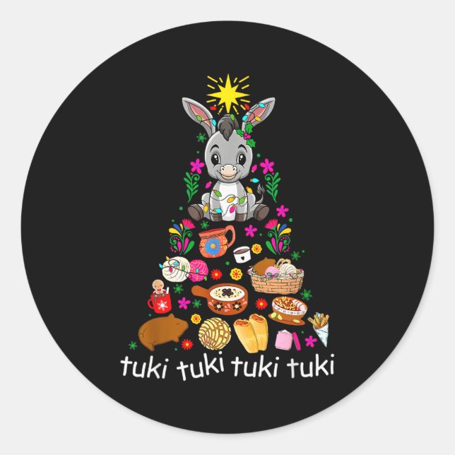Mi Burrito Sabanero Mexican Christmas Donkey Spani Classic Round Sticker (Front)