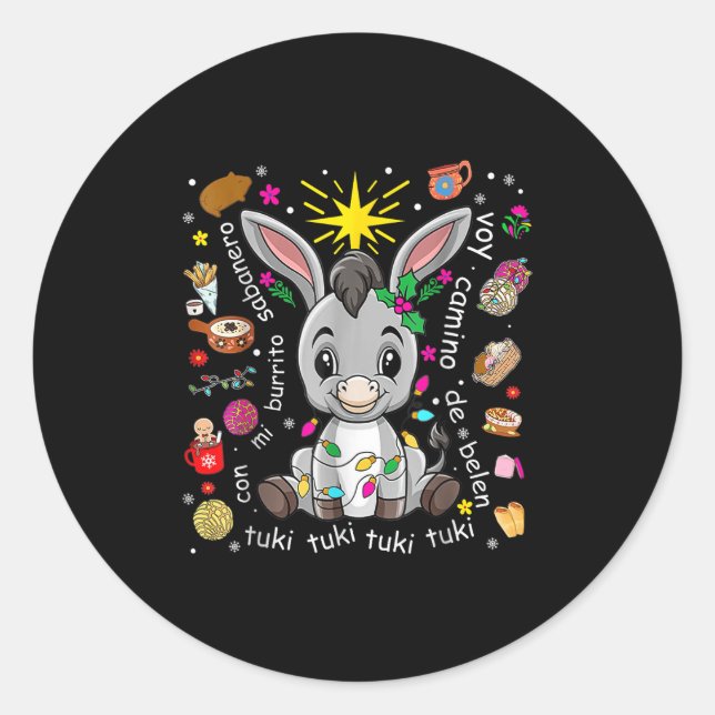 Mi Burrito Sabanero Mexican Christmas Spanish Xmas Classic Round Sticker (Front)
