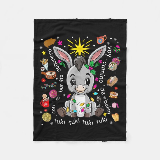 Mi Burrito Sabanero Mexican Christmas Spanish Xmas Fleece Blanket (Front)