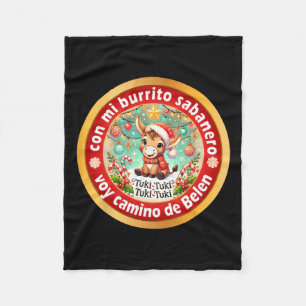 Mi Burrito Sabynero Mexican Christmas Donkey Spani Fleece Blanket