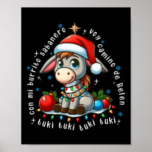 Mi Burrito Sanero Mexican Christmas Donkey Spanish Poster