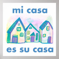 Mi Casa Es Su Casa Cute Colourful Houses Print