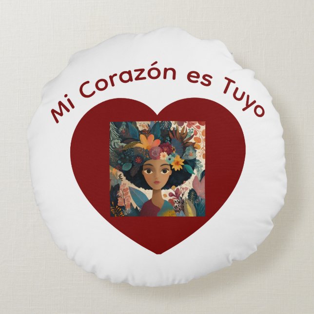 Mi Corazón es Tuyo Cojín Round Cushion (Back)