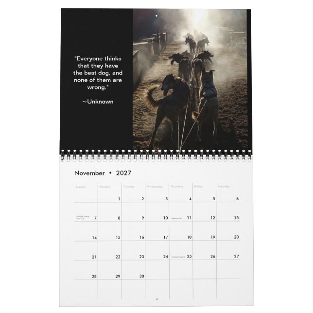 MI DOG Summer Sled Dog Centre Calendar (Nov 2027)