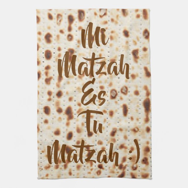 Mi Matzah Es Tu Matzah Tea Towel (Vertical)