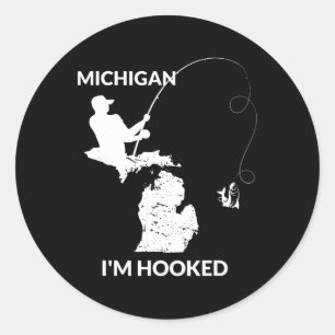 Mi Michigan Fishing Jersey Gift For Fishermen And Classic Round Sticker
