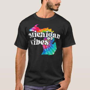 MI Michigan Vibes  Rainbow Tie Dye Michigan  T-Shirt